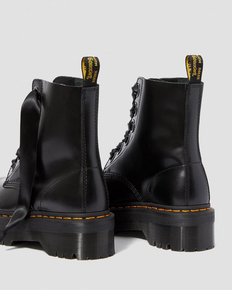 Women's Dr Martens Molly Leather Platform Boots Black | AU 250VRW